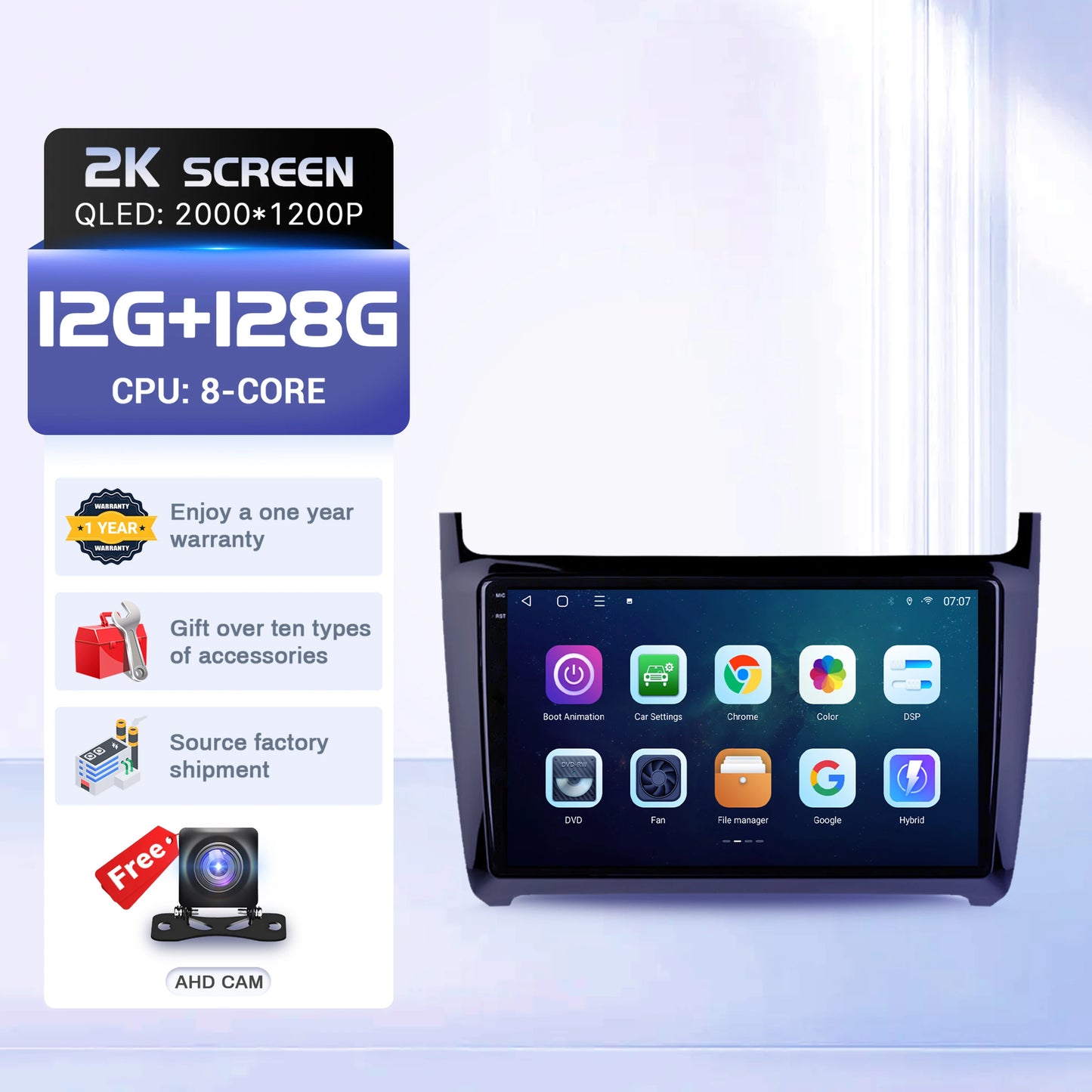 9" Car Radio For Volkswagen Polo 5 Sedan 2008-2020 Android 16 Wireless BT Carplay Multimedia Navigation Touch 2K QLED Screen