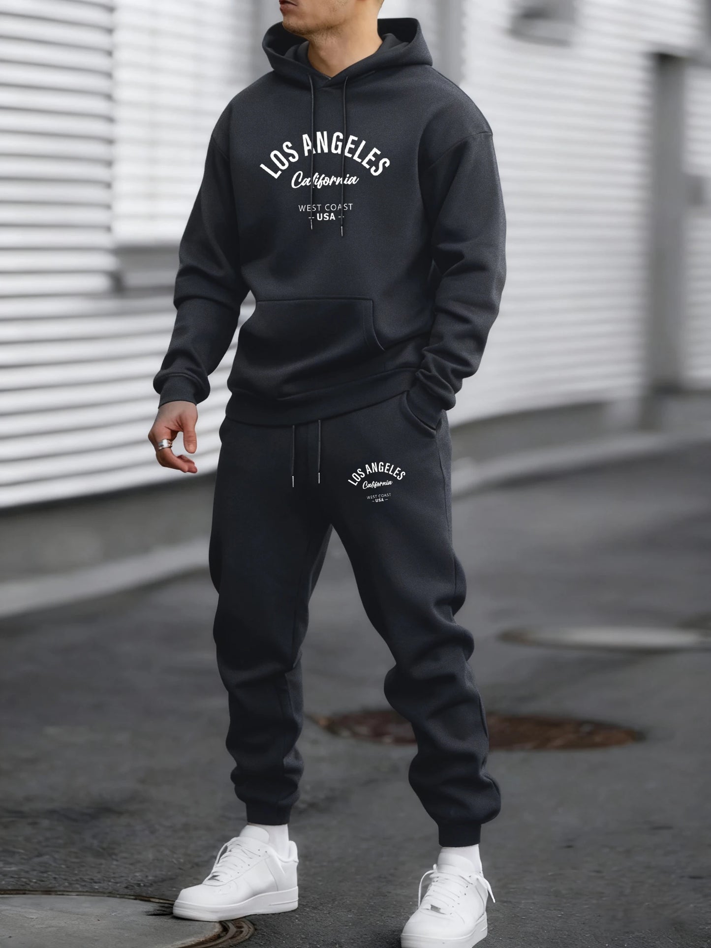 Famous Usa City Of California Print Tracksuit Men Street Pants Fashion Hoodies Fleece Loose Clothes Unisex Autumn Warm Top