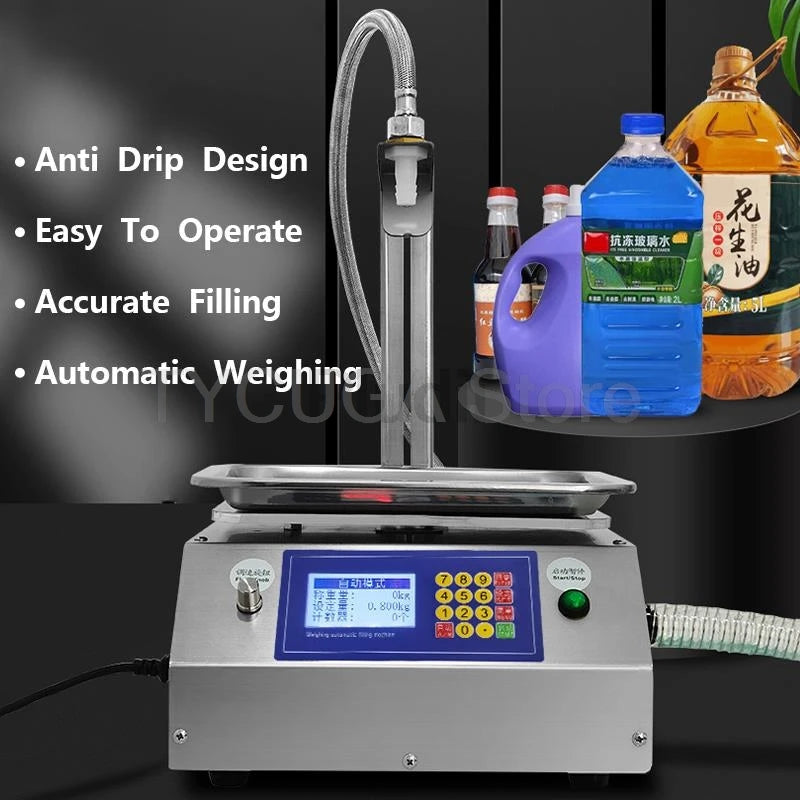 Digital Control Liquid Filling Machine Weighting Filling System 30g-15kg Capacity Alcohol Juice Milk Small Bottle Filler