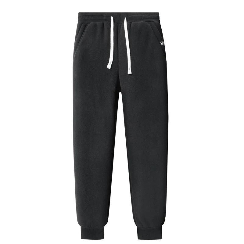 L-8XL Large Size Down Pants Men's Winter Polar Fleece Thick Casual Pants Big Size Plus Velvet Warm Solid Color Black Sweatpants