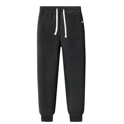 L-8XL Large Size Down Pants Men's Winter Polar Fleece Thick Casual Pants Big Size Plus Velvet Warm Solid Color Black Sweatpants