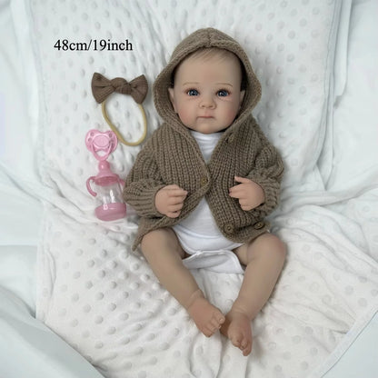 BZDOLL 19 Inch 48 CM Full Vinyl Body Reborn Baby Doll For Kids Handmade Fashion Birthday Gift For Children Bathe Play House Toy