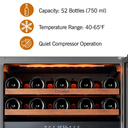 24 Inch 61 Can Red Wine Cooler Refrigerator Compact Adjustable Temperatur Glass Doors for Household Use