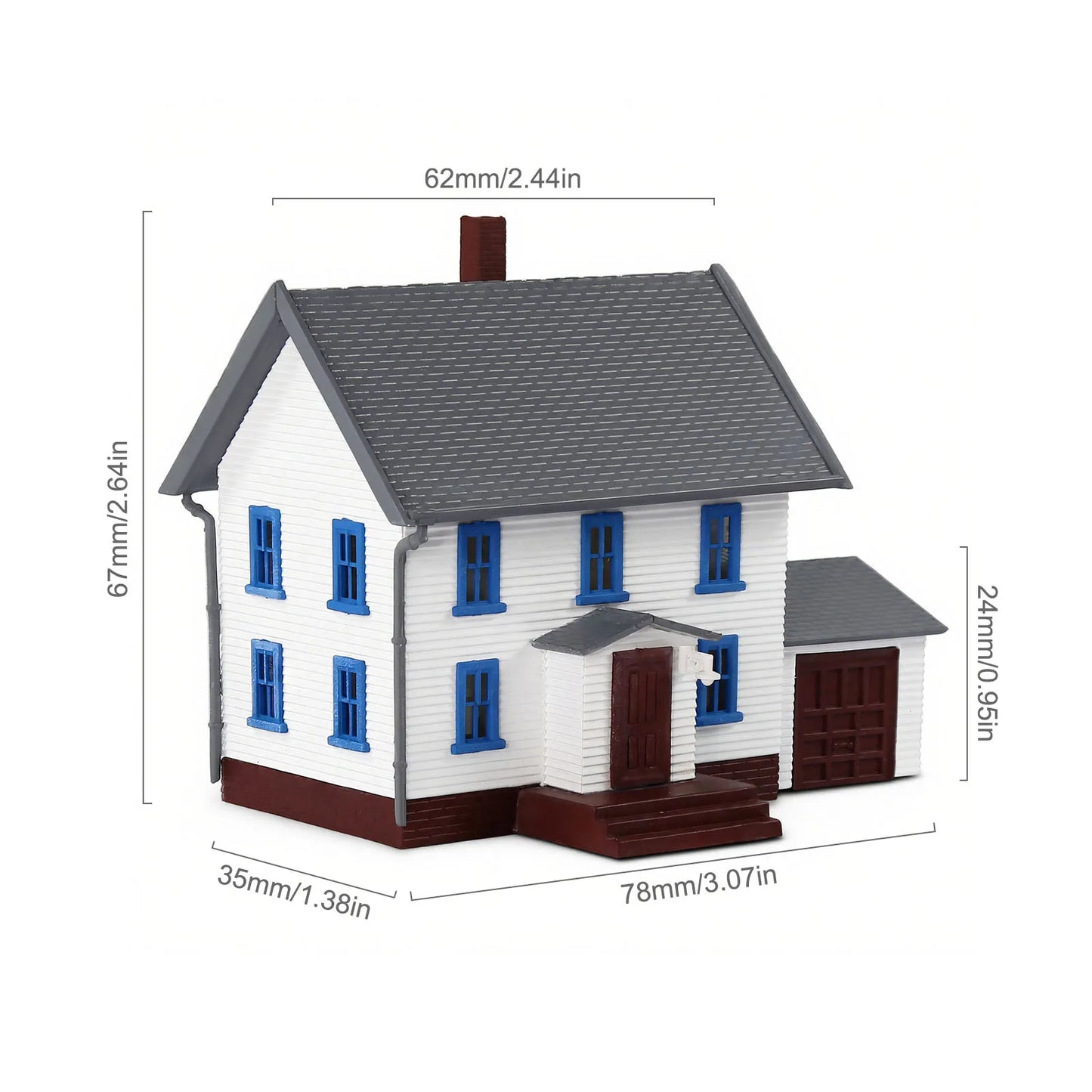 Evemodel N Scale Model Dwelling House Pre-built Painted Two-story Building