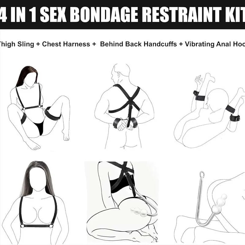 SM Adult Sex Toy Backhand Binding Apertural Plug Anal Hook Bondage Toys Bdsm Kit Slave Bondage Handcuff Couple Bundle Game 18+