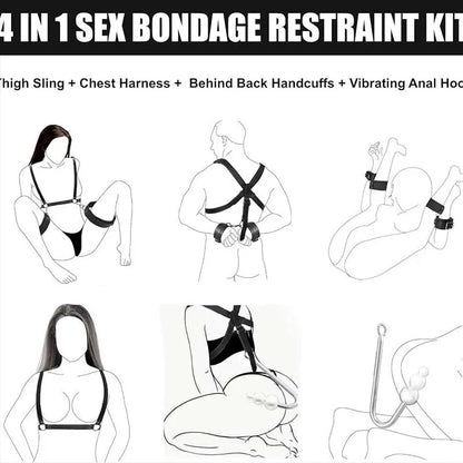 SM Adult Sex Toy Backhand Binding Apertural Plug Anal Hook Bondage Toys Bdsm Kit Slave Bondage Handcuff Couple Bundle Game 18+