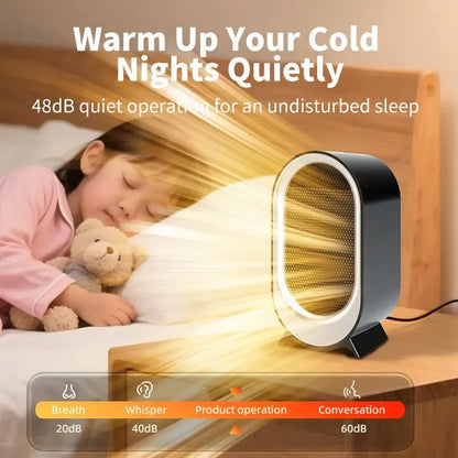 1200W Portable Electric Heater Mini Desktop Fan Heater Smart Hot Air Blower for Home Bedroom Office Winter Warmer