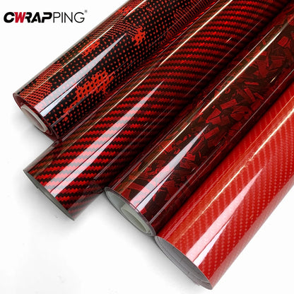 Red Series Wrap Vinyl Car Wrapping Film Bubble-free Vehicle Decoration PET Waterproof External Car Stickers Carbon Fiber Glossy