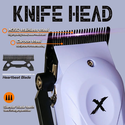 Professional BRDCLIP Purple Hair Clipper Brushless Motor 8800RPM 4500mAH DLC Blade 5 Speed Adjustment Lever With Chargine Base