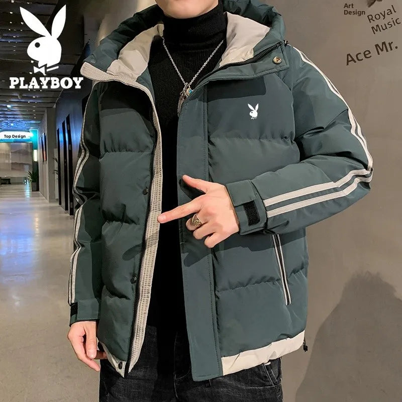 Men's Cotton Jacket 2024 New Winter Thickened Hooded down Cotton Padded Coat Fashionable Loose Style Urban Casual Wear