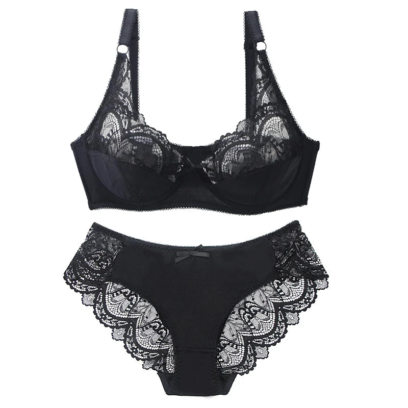 2024 New Sexy 34/75 36/80 38/85 40/90 42/95 44/100 BCDE Bras Set For Women Push Up Underwear Lace Bow Ladies Lingerie