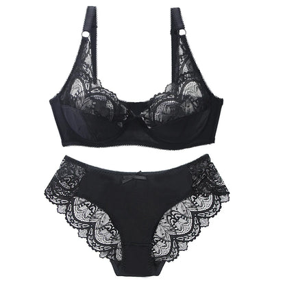 2024 New Sexy 34/75 36/80 38/85 40/90 42/95 44/100 BCDE Bras Set For Women Push Up Underwear Lace Bow Ladies Lingerie