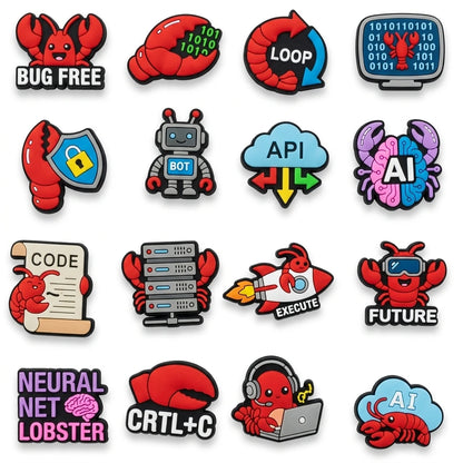16-100pcs Designer Raising Lobsters Shoe Charms DIY Garden PVC Shoe Accessories Decorations for Woman Kids Birthday Gift