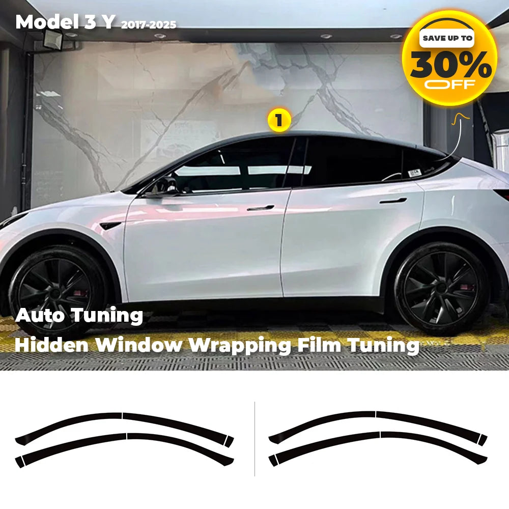 Hidden Roof Vinyl Wrap For Tesla Model 3 Highland 2024 Strip Film Trim Cover Black Y Juniper Floating Roof Sticker Accessories