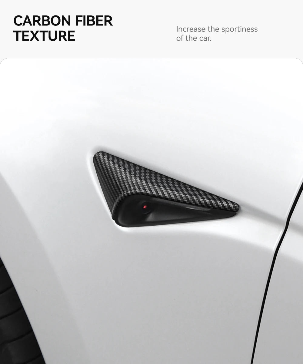 YZ Turn Signal Camera Trim Cover forTesla Model3Y 202-2026 Accessories Side Leaf Board Protector ABS Matte Carbon Fiber Pattern