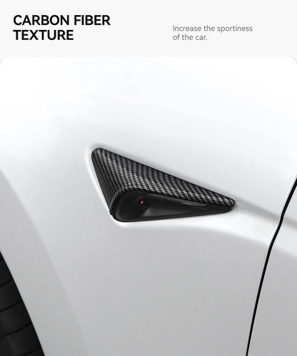 YZ Turn Signal Camera Trim Cover forTesla Model3Y 202-2026 Accessories Side Leaf Board Protector ABS Matte Carbon Fiber Pattern