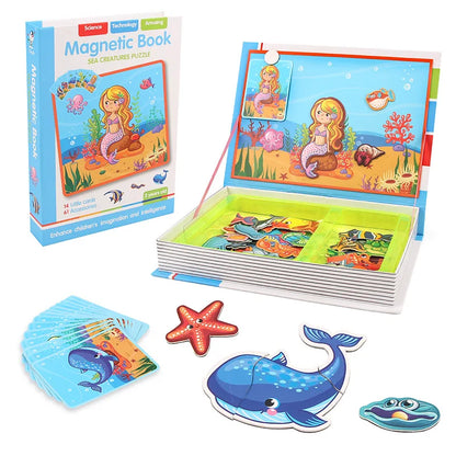 Magnetic Book 3D Cartoon Puzzles Jigsaw Funny Children's Intelligent Brain Training Game Educational Toys for Kids Gift Xmas Toy