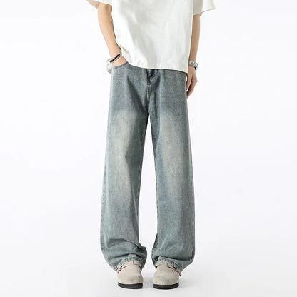 Men's Fashion Jeans Classic America Jeans Y2K Casual Baggy Jeans Straight Leg Retro Wide-legged Jeans Loose Suit Pants Trousers