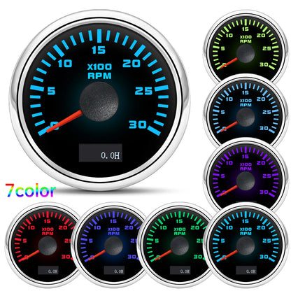 3000/4000/6000/7000/8000 RPM Gauge with Hourmeter Gauge 52mm Tachometer Waterproof 7 Color Backlight Tacho Gauge For Car Boat