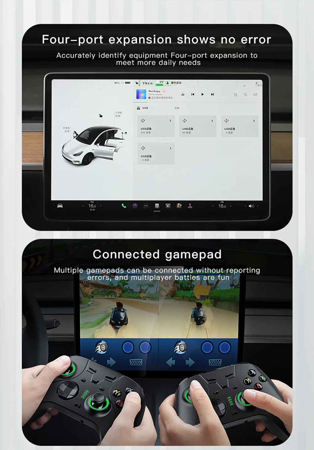 YZ Glove Box Docking Station For Tesla Model 3 Y Juniper Highland Quick Charger 4 USB Shunt Hub Flocking Adapter Powered Splitte