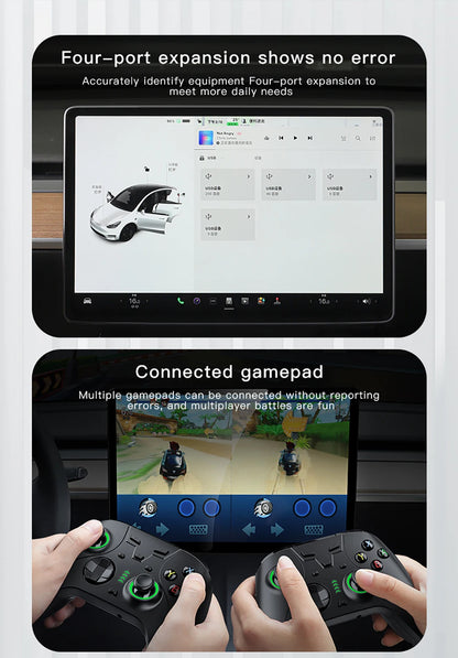 YZ Glove Box Docking Station For Tesla Model 3 Y Juniper Highland Quick Charger 4 USB Shunt Hub Flocking Adapter Powered Splitte