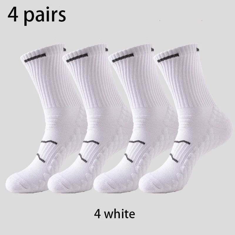 4 Pairs Pro Performance Sport Socks – Breathable, Cushioned, Anti-Slip for Running & Training
