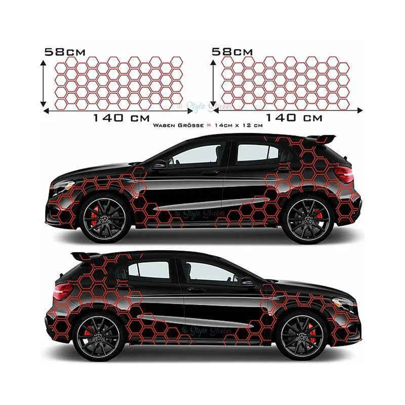 Honeycomb Side Door Back Sticker Fender Car Sticker Universal Hexagon Design Vinyl Stickers Decal Ade Kit