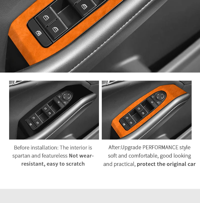 For Mazda 3 Axela Car Window Switch Lifter Control Panel Trim Frame Sticker Car Interior Tuning Accessories Made of Alcantara