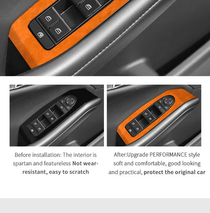 For Mazda 3 Axela Car Window Switch Lifter Control Panel Trim Frame Sticker Car Interior Tuning Accessories Made of Alcantara
