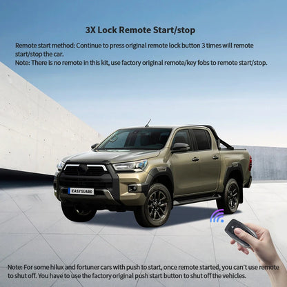 EASYGUARD Plug & Play Factory Key Remote Starter Fit For 15-24 Toyota Hilux Fortunner Hiace Automation Transmission Gas/Diesel