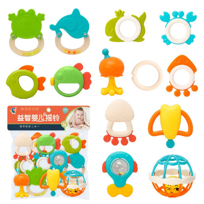 Baby Rattles Toys Set Infant Grab Shake Rattle Sensory Teether Babies Development Learning Music Toy Newborn First Birthday Gift