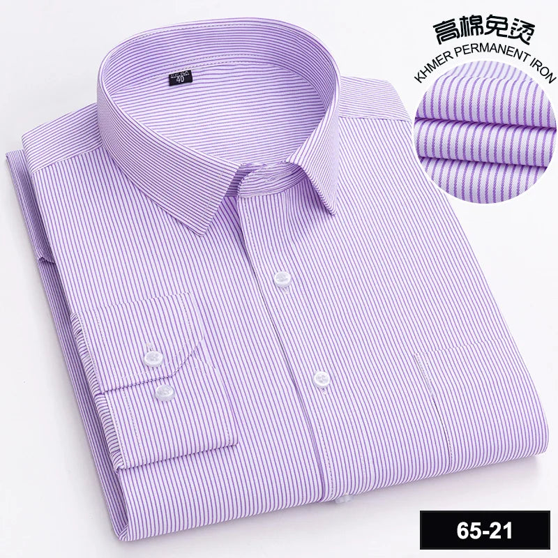 Men's High-quality Fashion Casual Print Plaid Stripe Long Sleeve Shirts Single Pocket Comfort Fit Business Formal Office Blouses