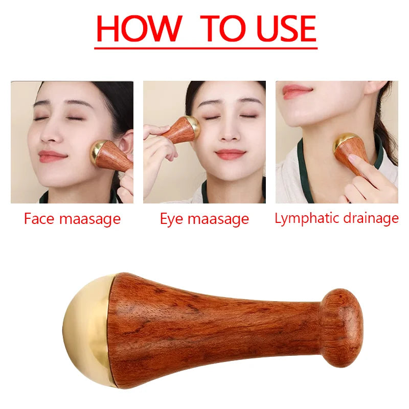 Guasha Massage Tool Face Gua Sha Face Copper Wood Scraping Stick Kansa Hammer Face and Foot Massage
