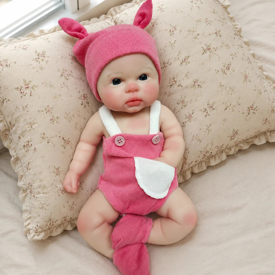 12 Inch Cuddly Open Mouth bebê reborn de silicone sólido Girl & Boy Doll With Painted Skin Soft & Flexible Newborn  Doll
