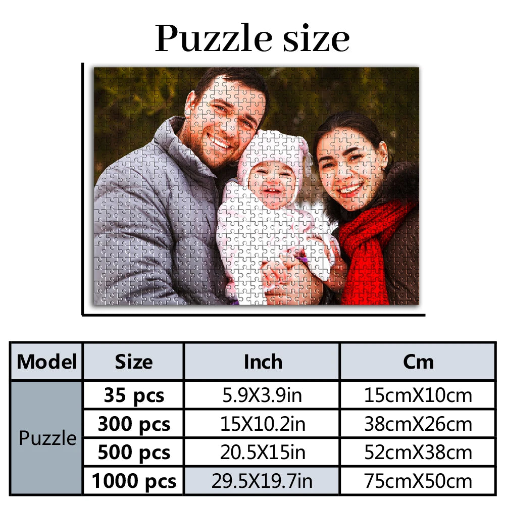 35/300/500/1000pcs Personalized Custom Photo Puzzle family photo For Festivals Parties Weddings Birthdays Holidays