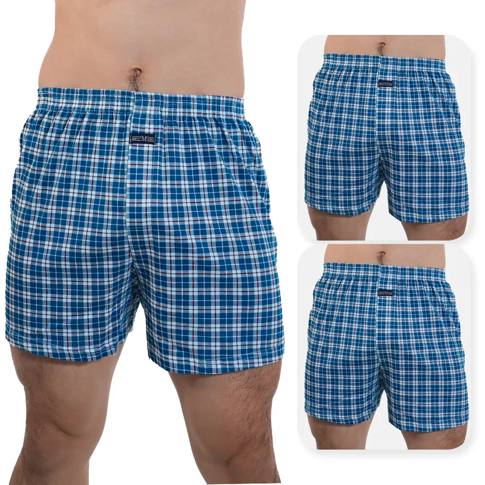 3pcs Mens High Waist Boxers Briefs 100% Cotton Plus Size Sleepwear Elastic Waistband Lounge ARO Pants Home Wear Comfort 50-140kg