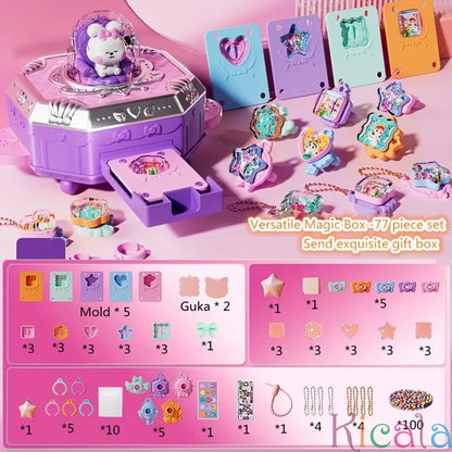 77pcs Set 3D Magic DIY Sticker Machine Creative Children's Handmade Gift Box Set Toys for Girls Kids Craft Kit