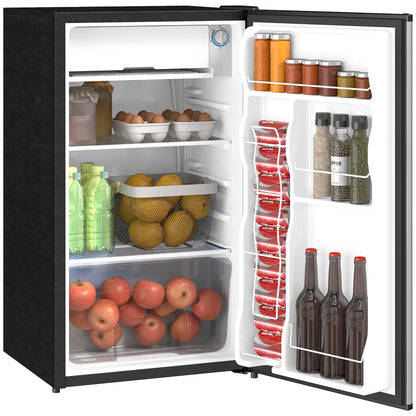 3.2 Cu.Ft Mini Fridge with Freezer, Single Door Compact Refrigerator with Adjustable Thermostat, Energy Efficient, Silver