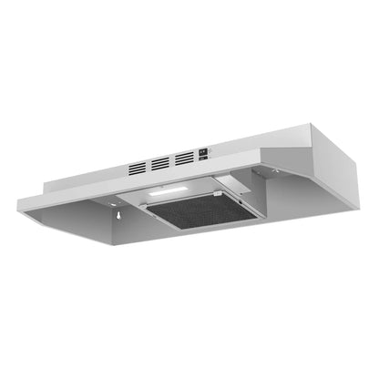 24/30/36" Under Cabinet Range Hood 280CFM Convertible Ducted/Ductless, 2-Speed & LED Light,Stainless Steel,Removable Filter