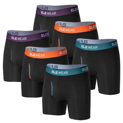 6 pcs Bamboo Men Underwear With Opening Breathable Mens Boxershorts Men's Panties Underpants Plus Size Fashion Boxers Brief