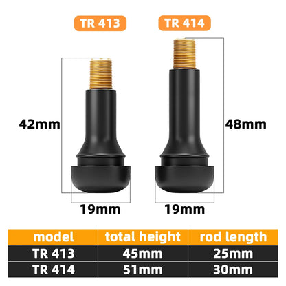4/8/10/24pcs Tr414 Black Rubber Snap In Tire Valve Insert Rubber Tire Valve Core Replacement Standard Vehicle Tubeless Wheel Rim