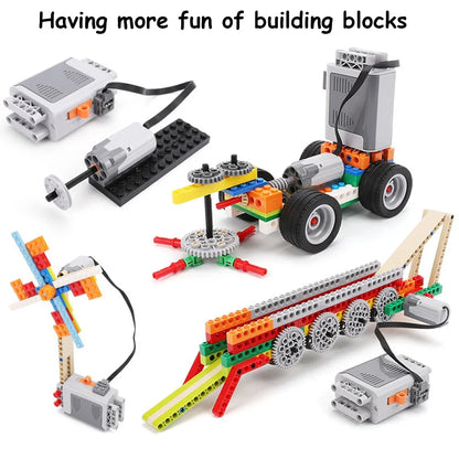 9PCS MOC Power Functions Pack M L Motor 8883 88003 Extension Wire 8886 8869 8870 Speed Adjust Remote Control Building Blocks