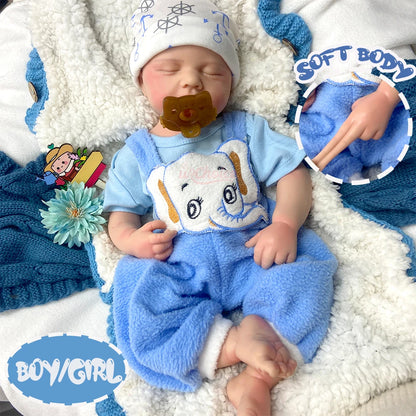 Handmade 50CM Silicone Reborn Baby Sleeping Loulou Lifelike Skin Details 1:1 Weight Real Touch Early Education Play Doll