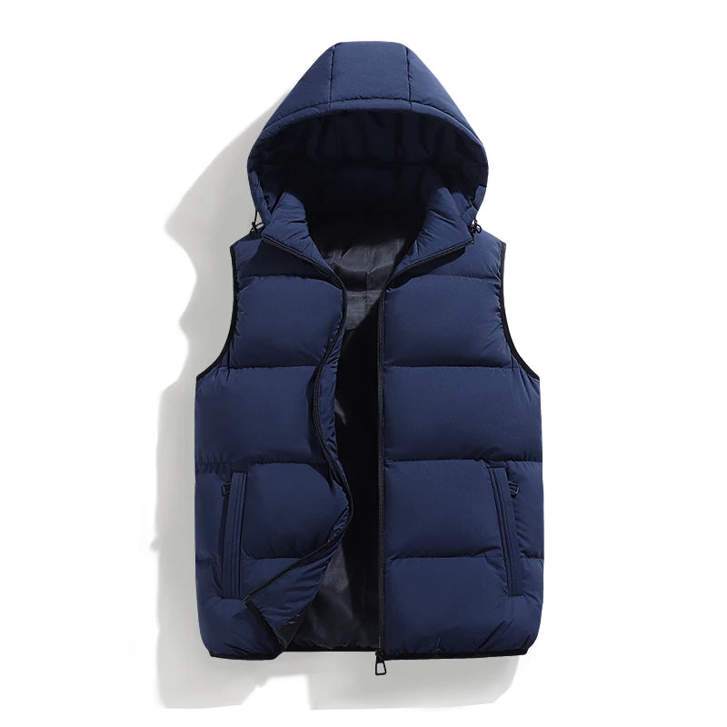 Mens Vest Jacket Warm Sleeveless Jackets Winter Waterproof Zipper Coat Autumn Stand-up Collar Casual Waistcoat Brand Clothing