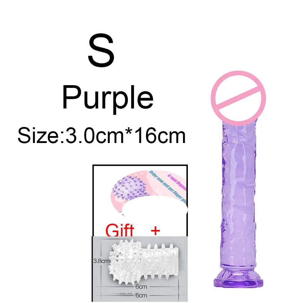 Cheap Women Erotic Anal 5 Colors Big Transparent Dildo Suction Cup Jelly Dick Sex Toys Soft Clitori Vaginal Masturbators Penis