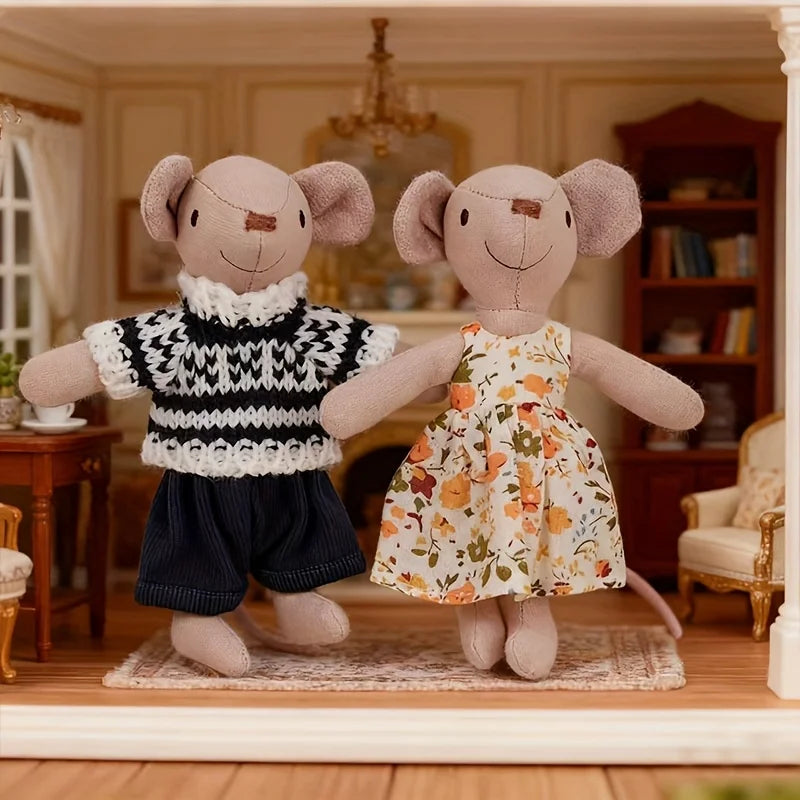 2/3 Pcs, 15/9.5 Cm Tall Interchangeable Mouse Dolls for Dollhouse Miniature Scene Decoration, Christmas and New Year Gifts