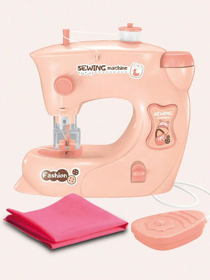 Mini Sewing Machine Toys for Kids, Electric Furniture Model Playing Home Toy with Lights DIY Simulation Sewing Gift for Children