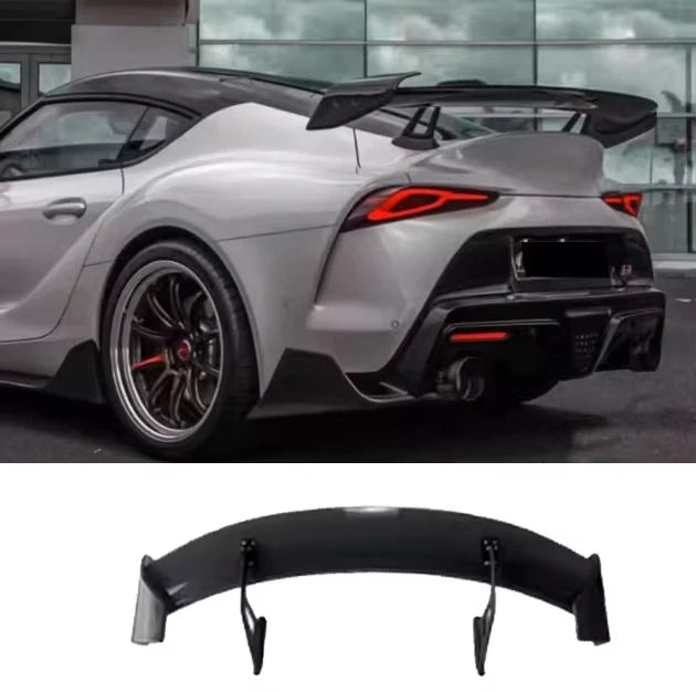 Real Carbon Fiber Double Rear Spoiler Wing for GR Supra A90 A91 MK5 AO Style Glue Tape or Screws Installation