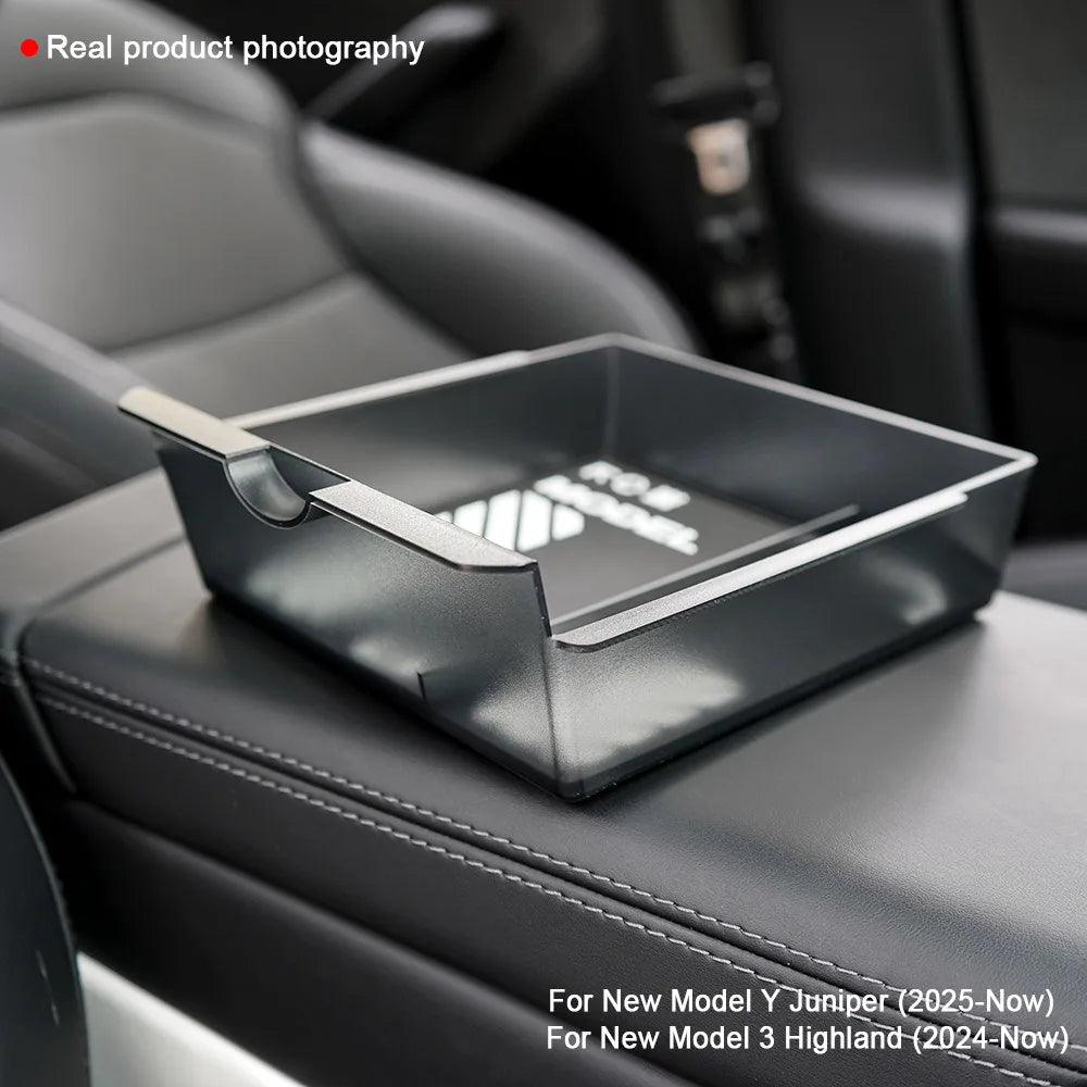 Interior Storage Organizer Fits Tesla Model Y Juniper 2026 Model YL Translucent ABS Console Box 2/4/6PCS Custom-fit Silicone Mat