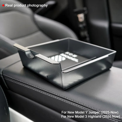 Interior Storage Organizer Fits Tesla Model Y Juniper 2026 Model YL Translucent ABS Console Box 2/4/6PCS Custom-fit Silicone Mat